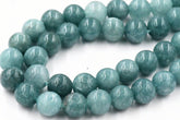 Natural White Jade Imitation Russian Amazonite Beads Strands, Round, Dyed, 8mm